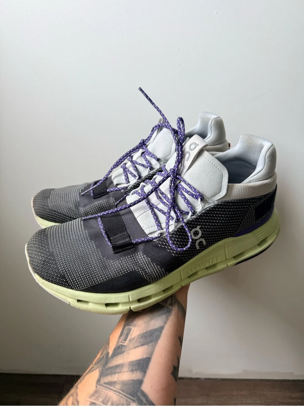 On Cloudrunning Men's Athletic Shoes in Black & Light Green
